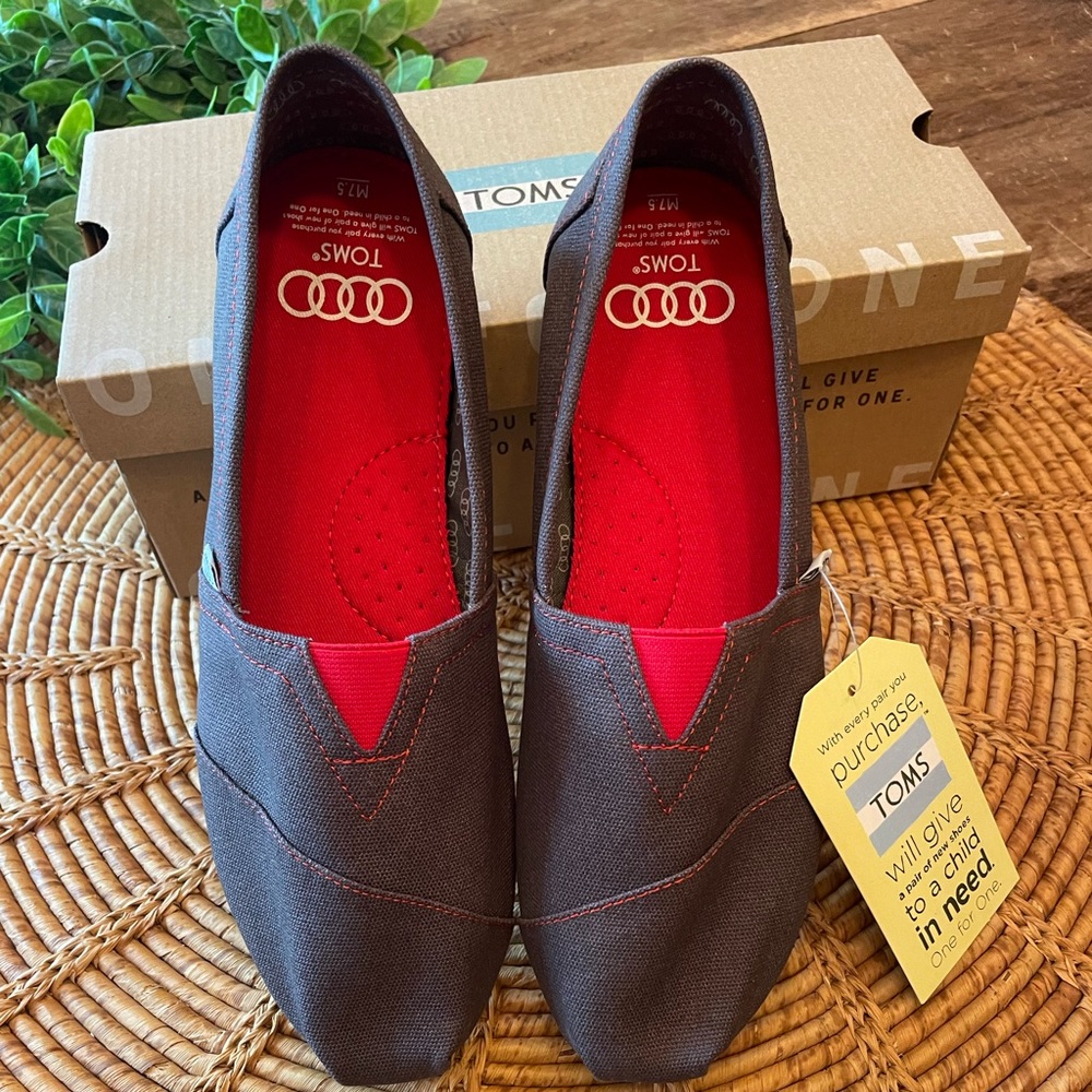 New Toms Audi Ash Classic in Denim Blue with Red Details